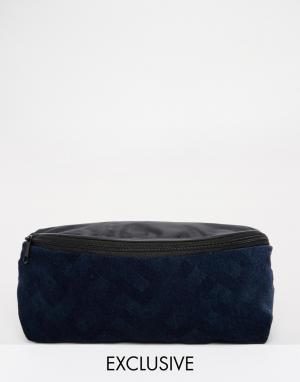 Бархатная сумка-кошелек на пояс с шевронным узором Reclaimed Vintage. Цвет: черный
