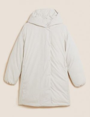 Пуховик Feather & Down Stormwear™ с капюшоном, Marks&Spencer Marks Spencer. Цвет: бежевый