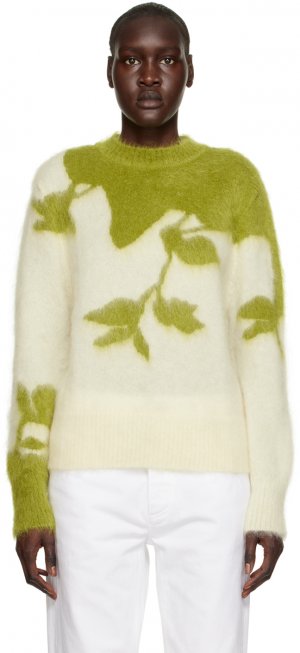 Зелено-белый свитер Salma Erdem