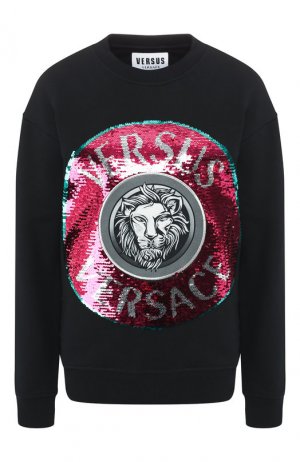 Хлопковый пуловер Versus Versace. Цвет: черный