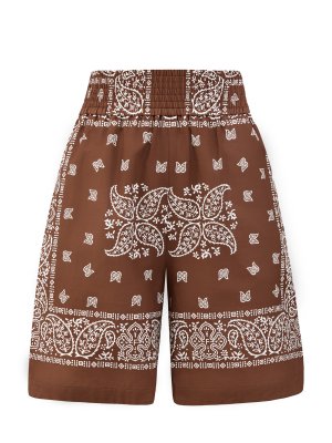Свободные шорты из муслина с платочным принтом FABIANA FILIPPI. Цвет: коричневый