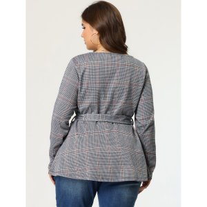 Женская деловая блузка больших размеров с длинными рукавами и завязкой на талии Agnes Orinda