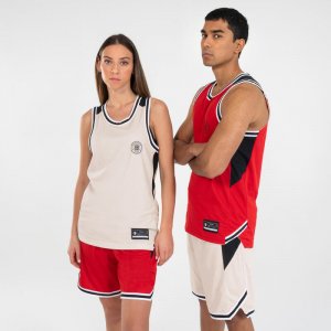Двусторонняя баскетбольная майка без рукавов женская/мужская - T500 красный/бежевый TARMAK, цвет rot Tarmak