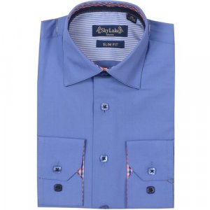 Школьная рубашка , на пуговицах, размер 32/134, голубой Sky Lake. Цвет: голубой/светло-голубой