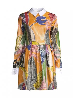 Мини-платье из искусственной кожи с цветочным принтом , цвет orange Stella Jean