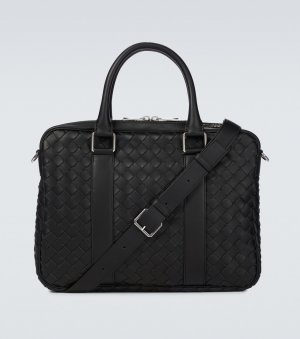 Классический портфель из кожи intrecciato среднего размера. , черный Bottega Veneta