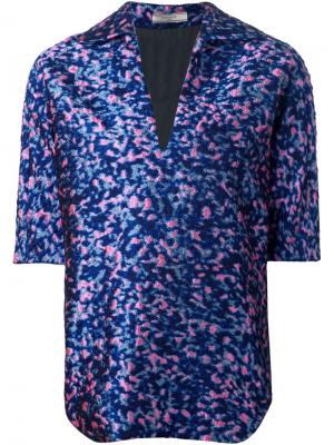 Жаккардовая блузка с V-образным вырезом Bouchra Jarrar. Цвет: синий