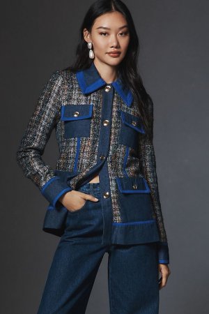 Куртка джинсовая с люрексом, темно-синий Anna Sui