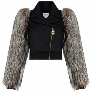 Куртка , средней длины, из овчины, размер 40, черный Pollini. Цвет: черный