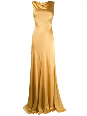 Длинное платье с драпировкой Alberta Ferretti. Цвет: желтый