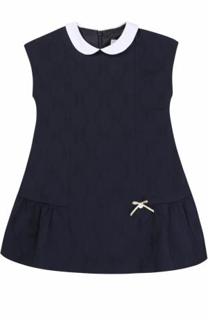 Трикотажное мини-платье с контрастным воротником Tartine Et Chocolat. Цвет: синий