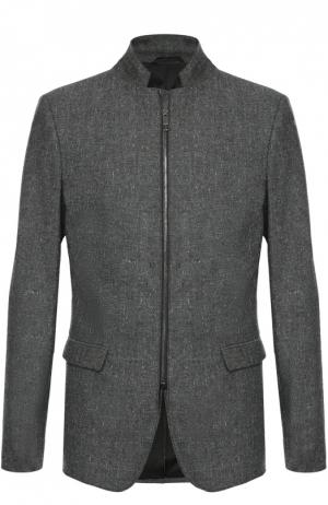 Пиджак из смеси шерсти и шелка на молнии Dirk Bikkembergs. Цвет: серый