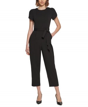 Женский комбинезон с завязками на талии и рукавами-тюльпанами , черный Calvin Klein