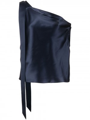 Шелковая блузка с открытыми плечами Michelle Mason. Цвет: синий