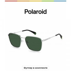 Солнцезащитные очки  PLD 4120/G/S/X 010 UC UC, зеленый, серый Polaroid. Цвет: зеленый/серый/серебристый