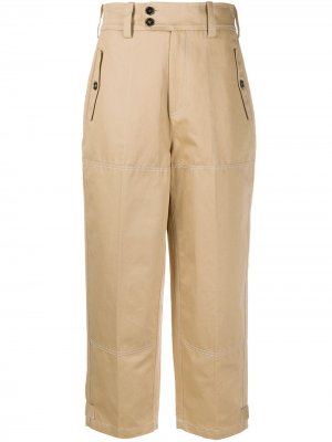 Укороченные брюки с контрастной строчкой Marni. Цвет: бежевый