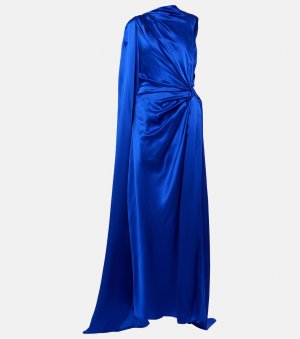 Асимметричное шелковое платье с драпировкой , синий Roksanda