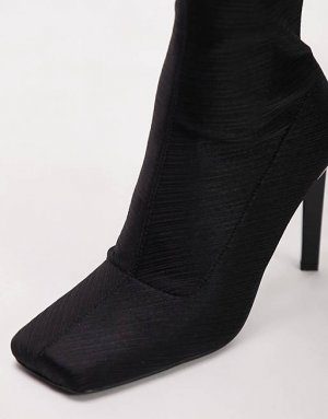 Черные ботинки-носки на высоком каблуке Tia Topshop
