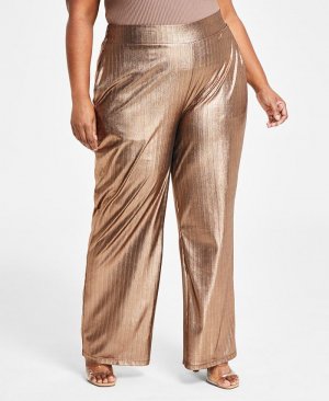 Модные широкие брюки цвета металлик больших размеров , золото Nina Parker