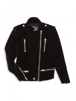 Эластичная бархатная байкерская куртка для девочек и , черный Chaser