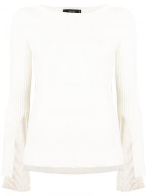 Приталенный свитер с длинными рукавами Maison Flaneur. Цвет: белый