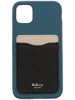 Чехол для iPhone 11 из зернистой кожи с логотипом Mulberry. Цвет: синий