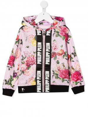 Куртка с цветочным принтом и заклепками Philipp Plein. Цвет: розовый