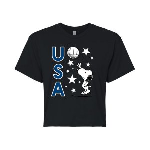 Укороченная волейбольная футболка для юниоров Peanuts Snoopy USA , черный Licensed Character