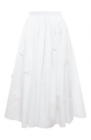 Хлопковая юбка Prada. Цвет: белый