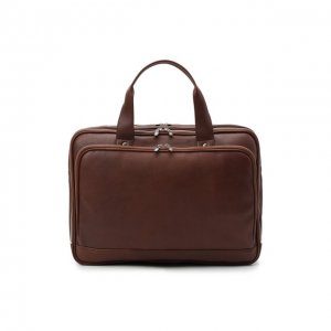 Кожаная сумка для ноутбука Brunello Cucinelli. Цвет: коричневый