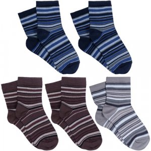 Носки 5 пар, размер 8-10, серый, синий LorenzLine. Цвет: коричневый/синий/серый
