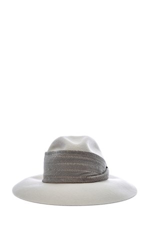 Шляпа из кашемирового драпа с расшитой лентой BRUNELLO CUCINELLI. Цвет: серый