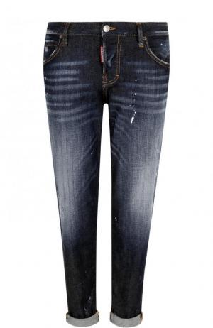 Укороченные джинсы прямого кроя с потертостями Dsquared2. Цвет: синий