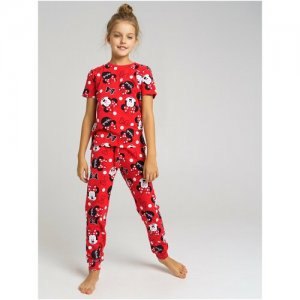 Пижама , размер 152, красный playToday. Цвет: красный