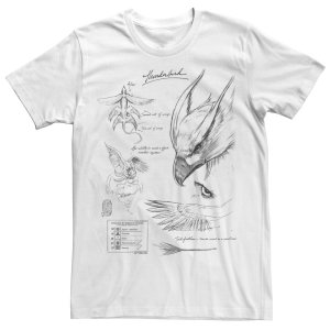 Мужская футболка с эскизом блокнота «Фантастический зверь Гриндельвальд Thunderbird» Licensed Character