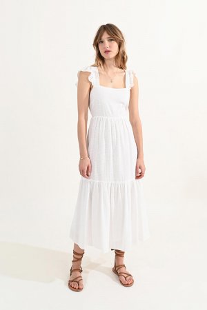 Длинное платье с рюшами и открытой спиной , белый Molly Bracken