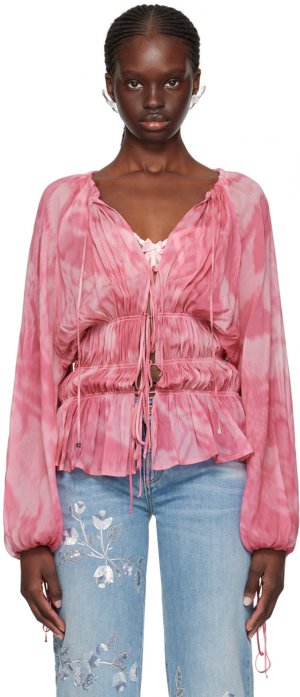 Розовая блузка с принтом Blumarine