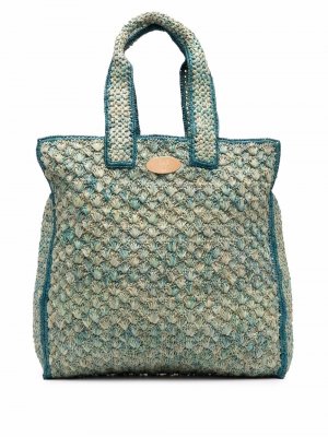 Плетеная сумка-тоут Cabas Gas Bijoux. Цвет: зеленый