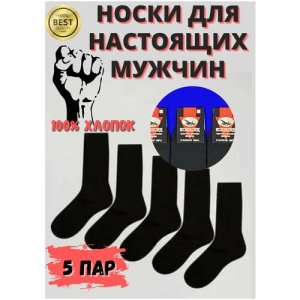 Носки , 5 пар, размер 43-44, черный Россия. Цвет: черный