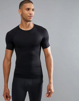 Черная обтягивающая футболка Performance Spanx. Цвет: черный