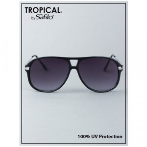 Солнцезащитные очки , авиаторы, оправа: пластик, с защитой от УФ, градиентные, для мужчин, черный Tropical. Цвет: черный