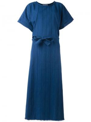 Длинное платье-кафтан в полоску Cristaseya. Цвет: синий