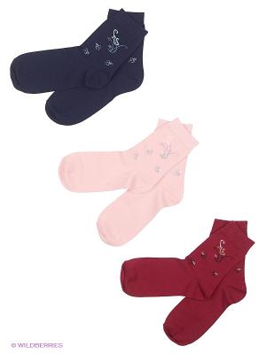 Носки детские, 3 пары БРЕСТСКИЕ. Цвет: бледно-розовый, темно-бордовый, темно-синий