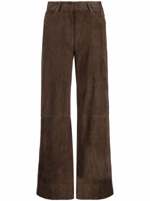 Кожаные брюки широкого кроя Inès & Maréchal. Цвет: коричневый