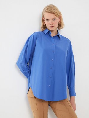 Простая женская рубашка-туника из поплина с длинными рукавами и , светло-фиолетовый LCW Modest