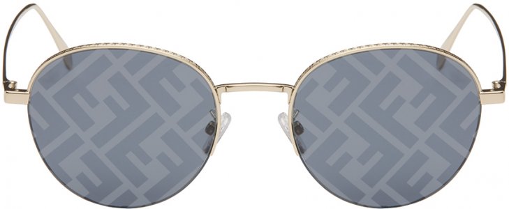 Синие и золотые солнцезащитные очки для путешествий Fendi