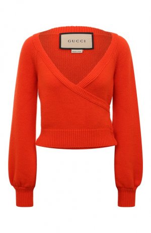 Шерстяной пуловер Gucci. Цвет: оранжевый
