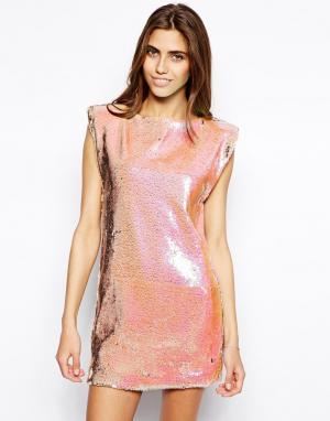Цельнокройное платье с отделкой пайетками Pilosa Lashes of London. Цвет: розовый