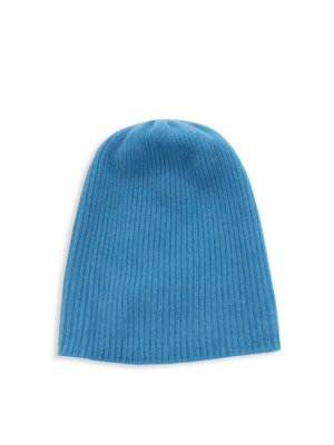 Кашемировая шапка с напуском в рубчик, синий Portolano