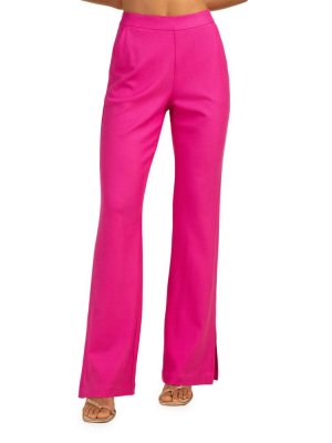 Расклешенные брюки из твила Hush с разрезами , цвет Sunset Pink Trina Turk